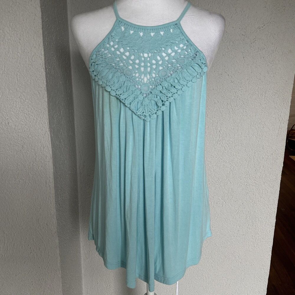 Y2K Style Bluetime Rayon Baby Blue Tank Top Size Medium